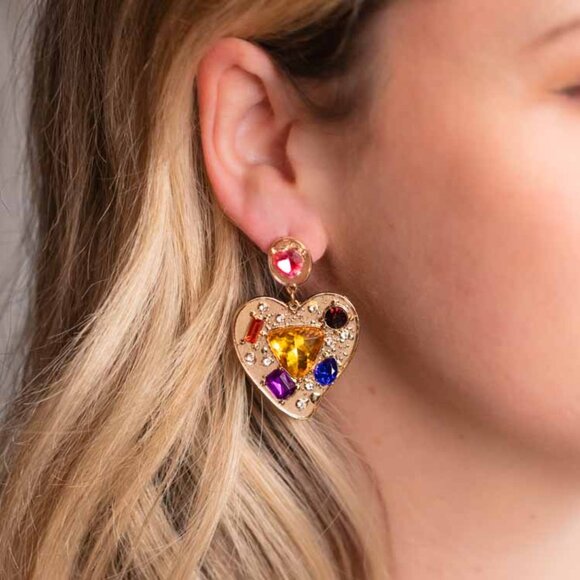 Local Eclectic Heart Statement Earrings - Picture 3 of 3